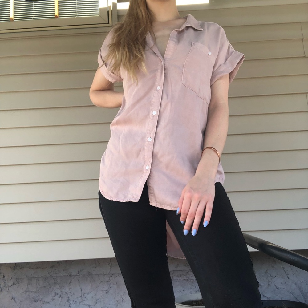 Sneak Peak Pink/Mauve Short Sleeve Button Down